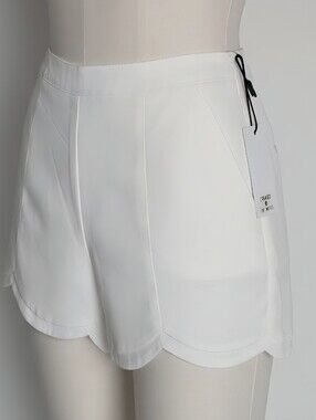 White Women’s Tailored Scallop Hem Shorts